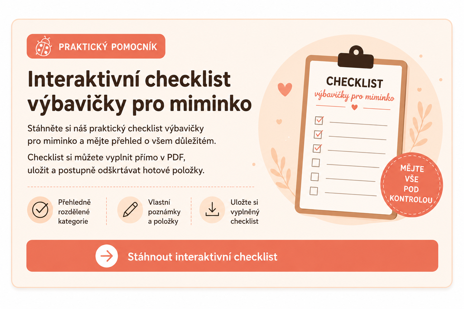 Interaktivní checklist výbavičky pro miminko – co připravit před narozením dítěte