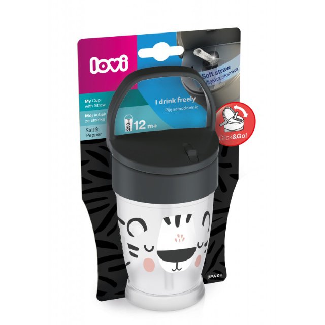 LOVI Hrníček se slámkou Salt&Pepper > junior 250 ml