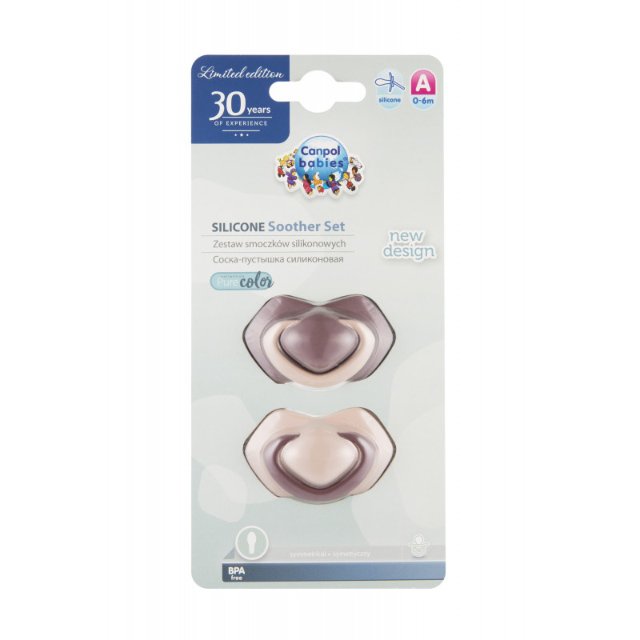 Canpol babies set symetrických silikonových dudlíků 6-18m PURE COLOR B > varianta růžový