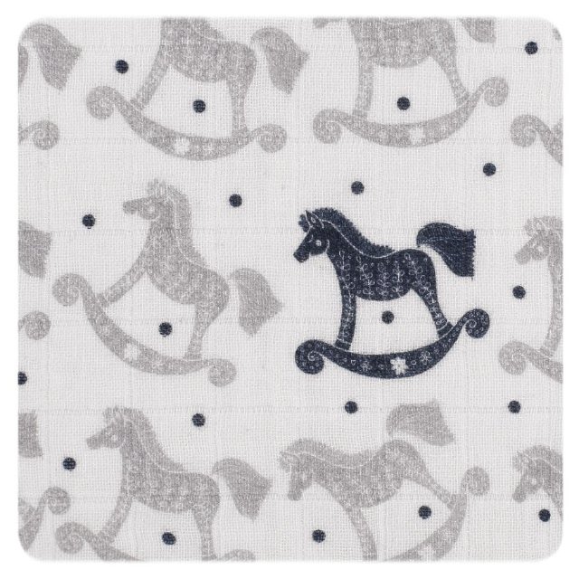 Xkko Biobavlněná plena Organic 120x120 - Rocking Horses Silver