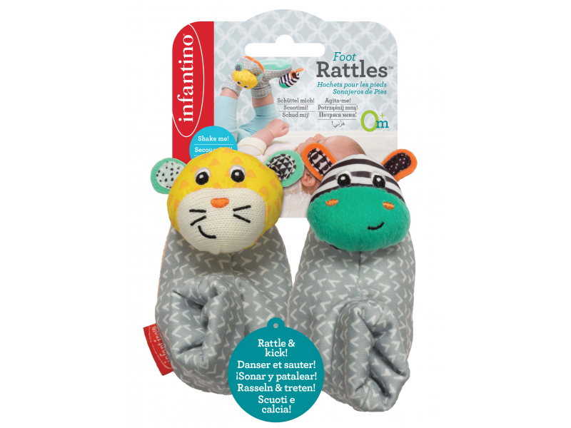 INFANTINO Chrastítka na nožičky Zebra & Tygr