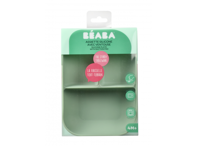 Beaba Talíř silikonový dělený s přísavkou Sage Green