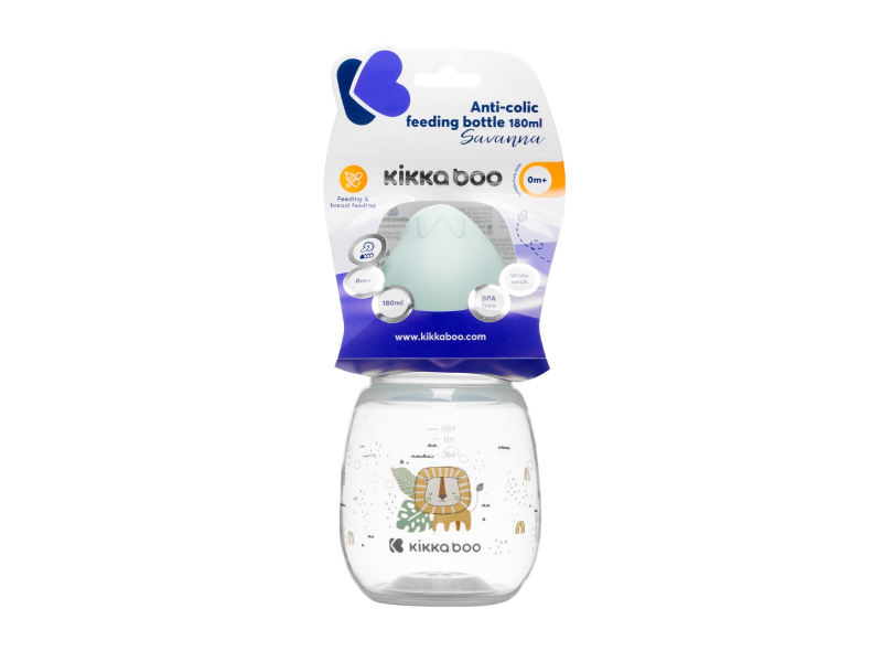 KikkaBoo Kojenecká láhev 180ml 3m+ Savanna Mint