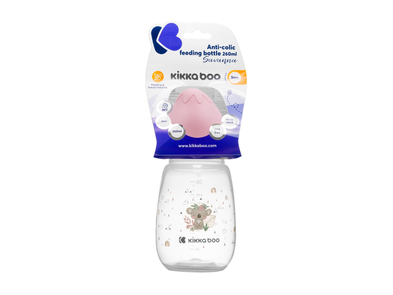 KikkaBoo Kojenecká láhev 260ml 3m+ Savanna Pink