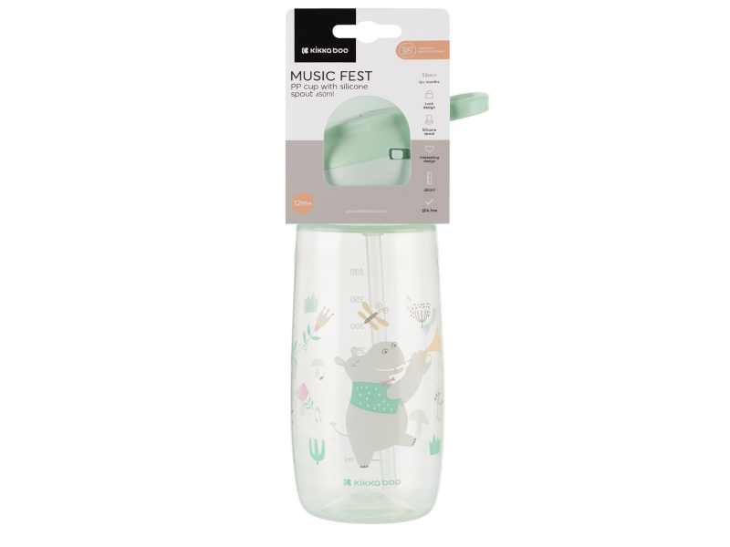 Hrnek se silikonovým pítkem 450ml 12m+ Music Fest Mint