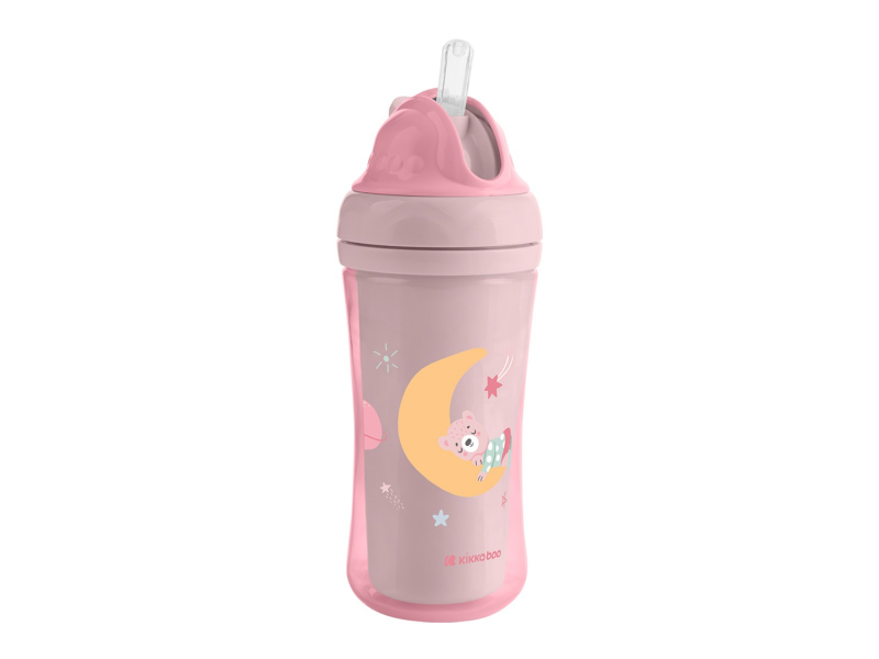 Hrnek se silikonovým brčkem 220ml 8m+ Moony me Pink