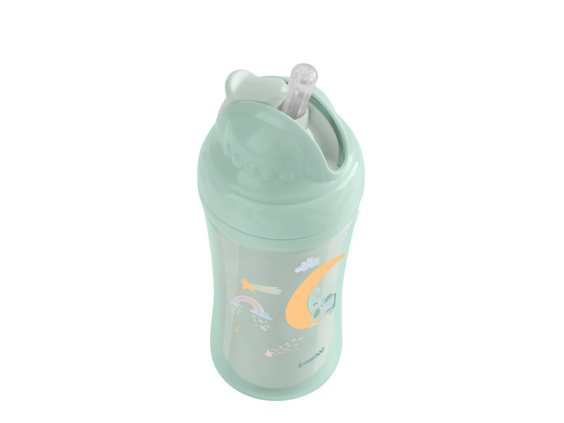 Hrnek se silikonovým brčkem 220ml 8m+ Moony me Mint