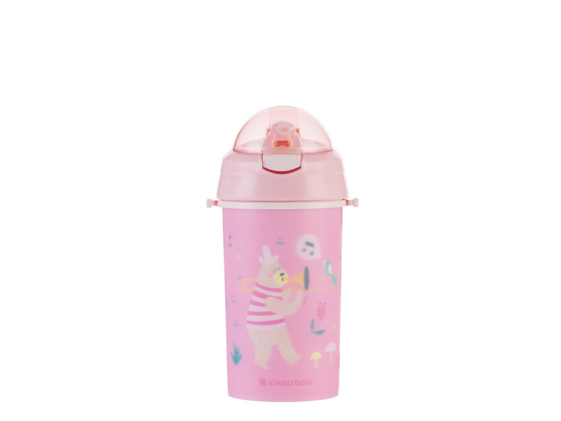 Hrnek se silikonovým brčkem a popruhem 450ml Music Fest Pink