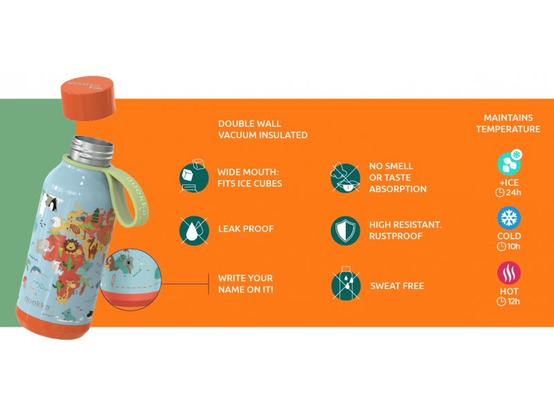 Nerezová termoláhev Solid Kids s poutkem Zebras 330 ml