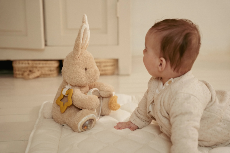 Králíček plyšový s aktivitami Newborn Naturals