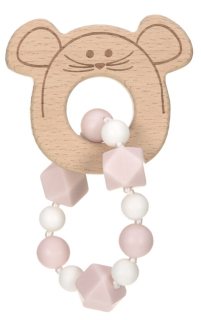 Lässig BABIES Teether Bracelet Wood/Silicone Little Chums mouse