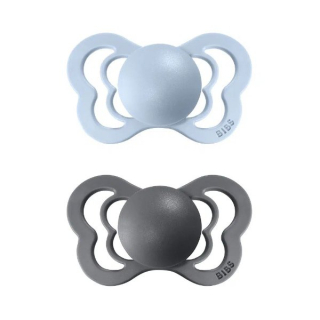 Bibs Couture ortodontický dudlík z přírodního kaučuku 2ks - velikost 2 > varianta iron-baby-blue