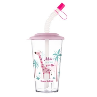 Canpol babies Hrníček s uzavíratelnou slámkou AFRIKA 320ml > varianta růžová