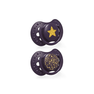 LOVI Dudlík silikonový dynamický Stardust Violet > 6-18m 2ks