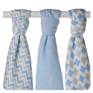 Xkko Bambusové pleny BMB 70x70 Scandinavian Baby Blue MIX 3ks
