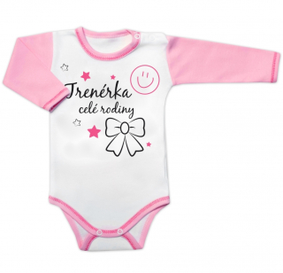 Baby Nellys Body dlouhý rukáv s vtipným textem Trenérka celé rodiny