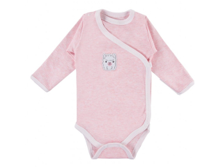 Eevi Body zavinovací s dlouhým rukávem BABY LOVE růžové