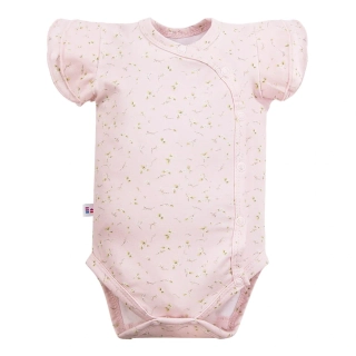 Eevi Dětské body s krátkým rukávem, růžové, s květinami