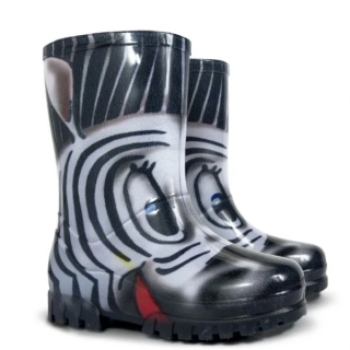 DEMAR - Dětské barevné holínky TWISTER PRINT 0036 S zebra