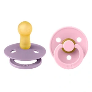 BIBS Colour dudlíky z přírodního kaučuku 2ks – velikost 2 lavender-baby-pink