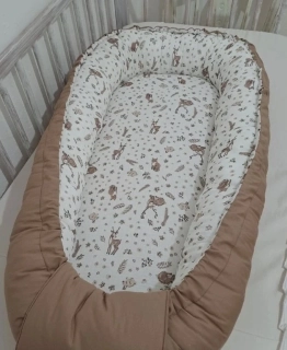 Hnízdečko pro miminko Hnědé se zvířátky 100 cm ČR