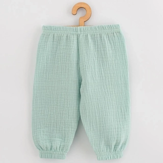 New Baby Kojenecké mušelínové kalhoty Feeling mint