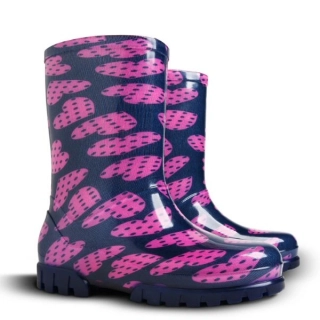 DEMAR - Dětské barevné holínky TWISTER PRINT 0037 V velké srdce