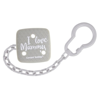 Canpol babies Řetízek na dudlík I LOVE MUMMY > varianta šedá