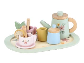 Čajový set dřevěný s květinovým potiskem