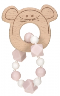 Lässig BABIES Teether Bracelet Wood/Silicone Little Chums mouse