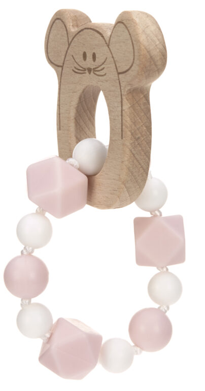 Lässig BABIES Teether Bracelet Wood/Silicone Little Chums mouse