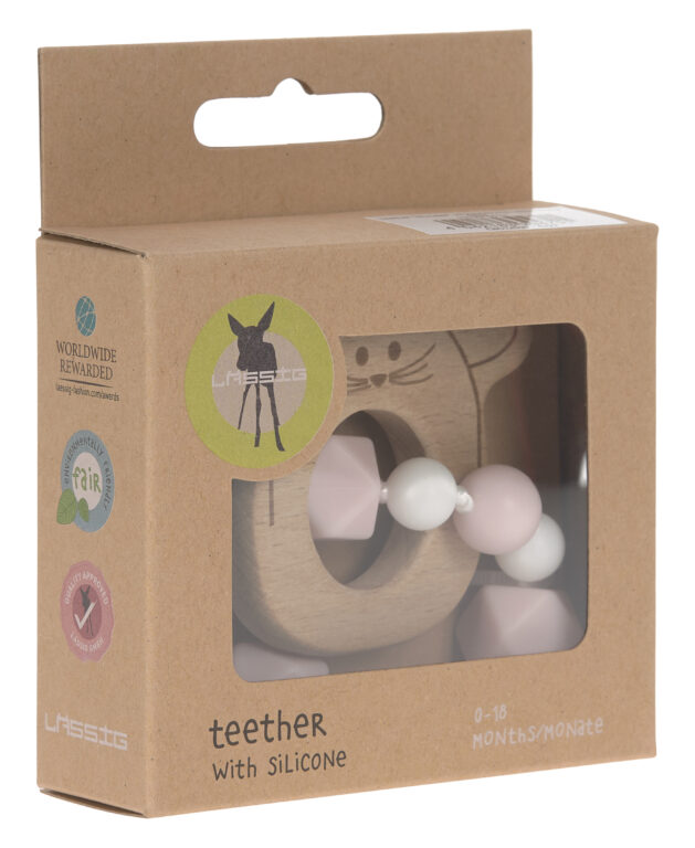 Lässig BABIES Teether Bracelet Wood/Silicone Little Chums mouse