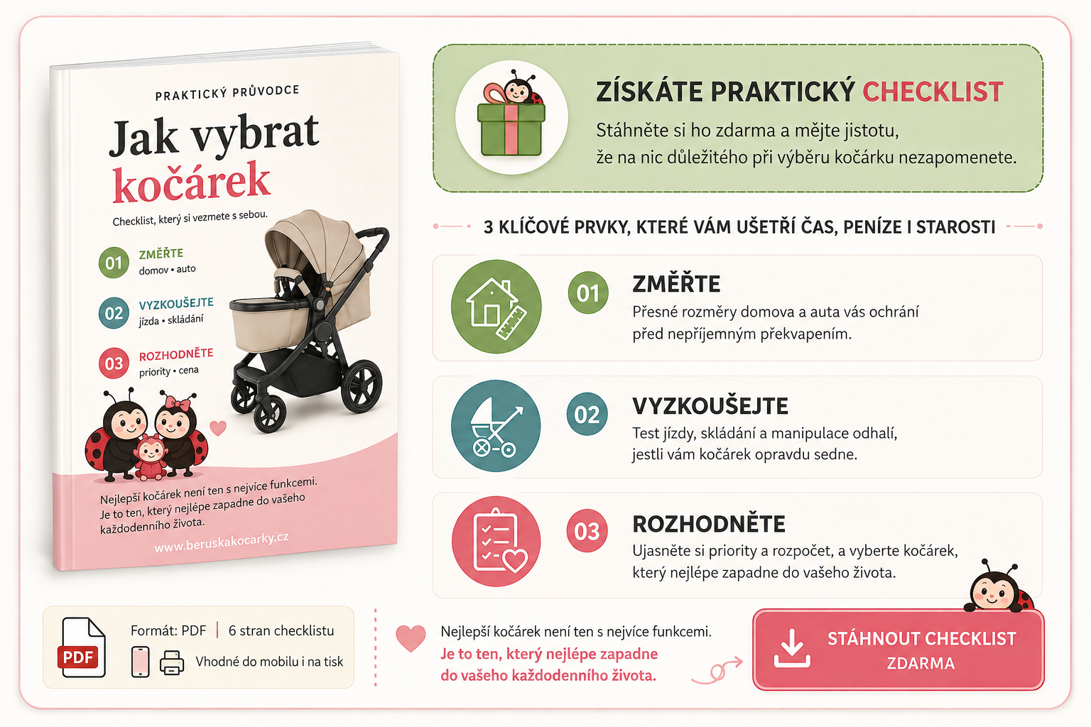 Checklist Jak vybrat kočárek – praktický průvodce výběrem kočárku zdarma